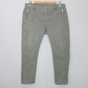 Soft Surroundings Pants Womens 8P Olive Stretch Ankle Skinny Zip Pockets Casual